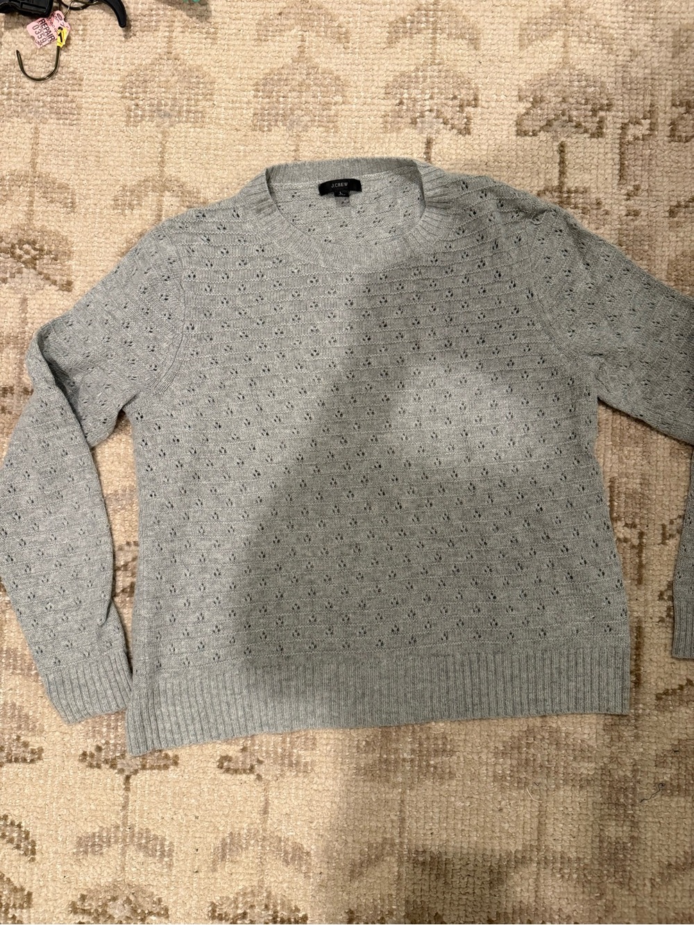 J. Crew Women’s  Light Gray Crewneck Textured Sweater Large EUC